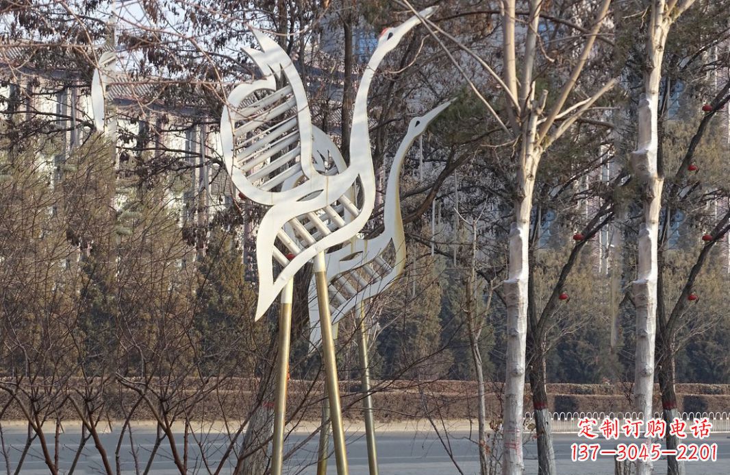 湖南不锈钢抽象仙鹤雕塑 (2)