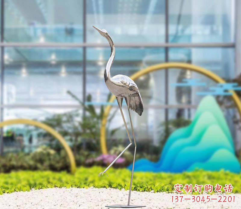 湖南不锈钢抽象仙鹤雕塑1