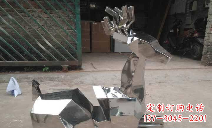 湖南不锈钢抽象小鹿雕塑 (2)