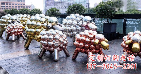 湖南不锈钢抽象小羊肖恩动物广场雕塑