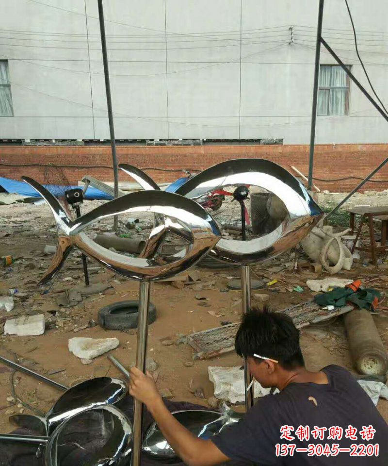 湖南不锈钢抽象鱼动物雕塑 (2)