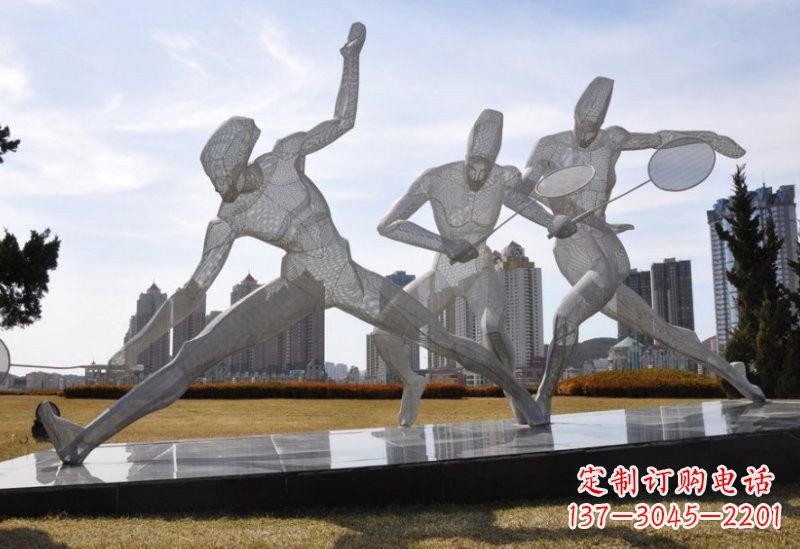 湖南不锈钢抽象羽毛球人物雕塑