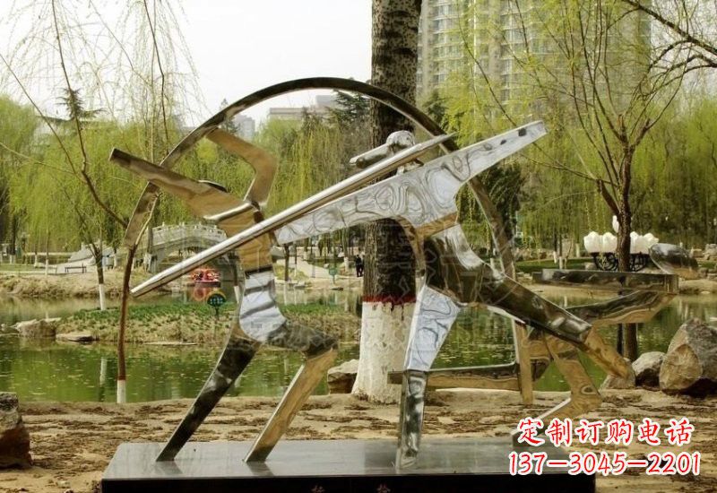 湖南不锈钢抽象运动员雕塑