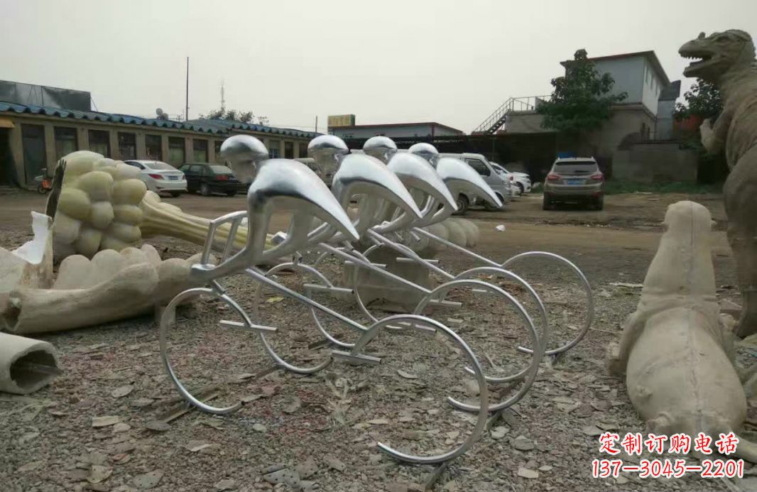 湖南不锈钢抽象自行车人物雕塑