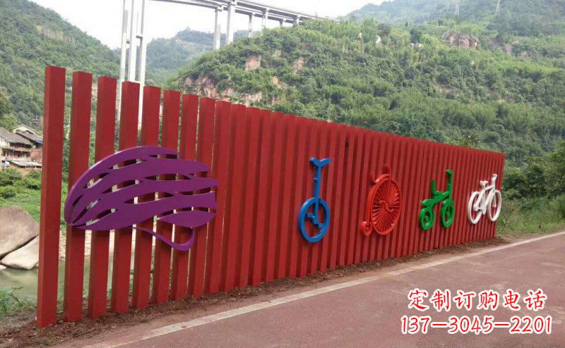 湖南不锈钢抽象自行车公园景观雕塑