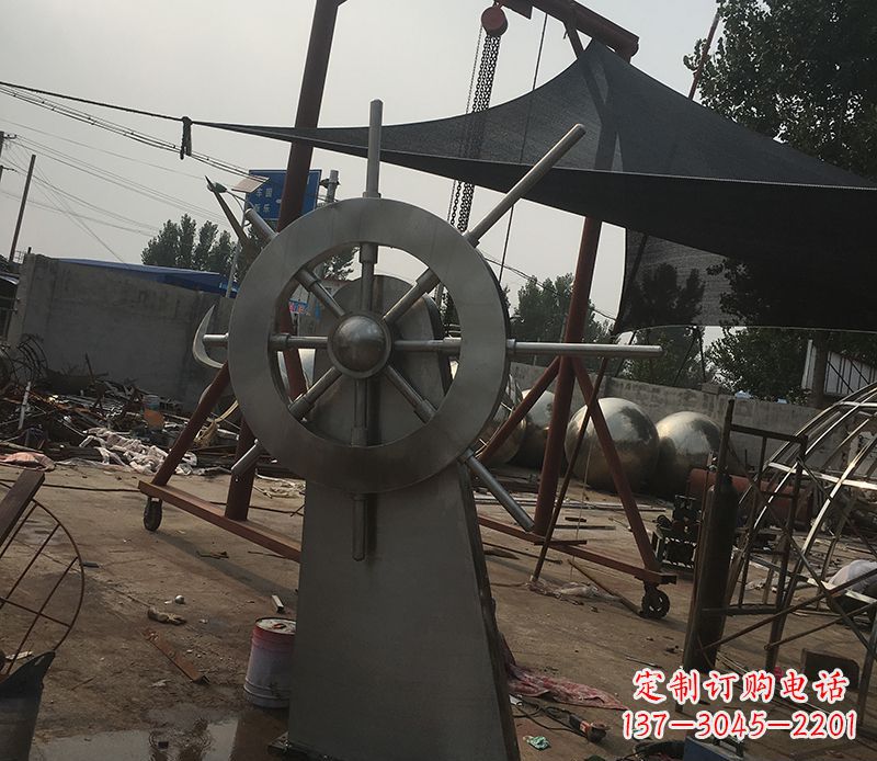 湖南不锈钢船舵景观雕塑 (2)