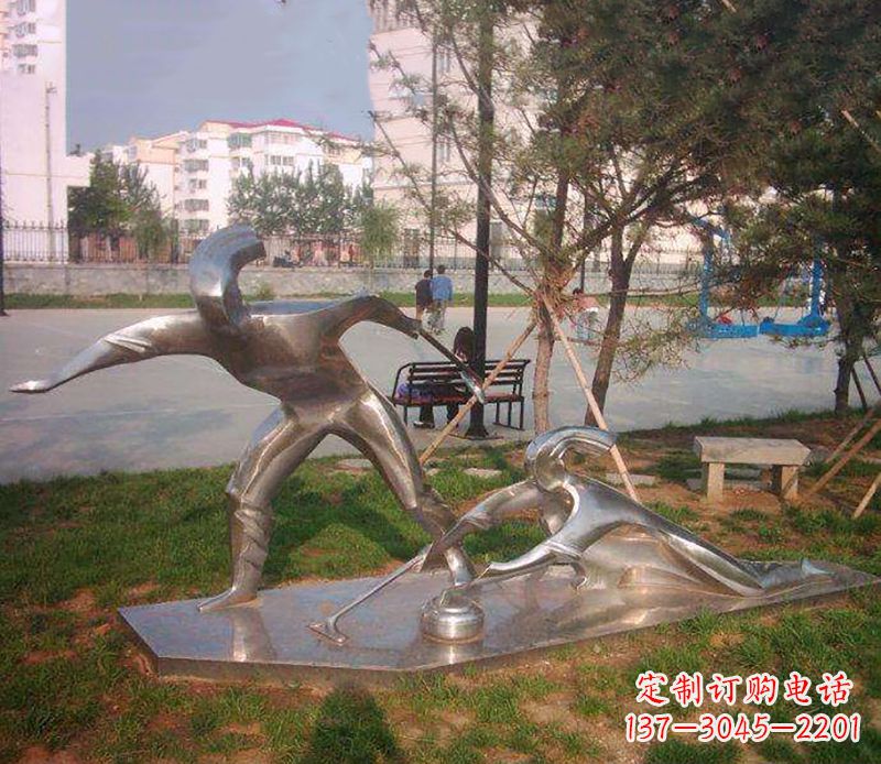 湖南不锈钢创意冰壶比赛雕塑