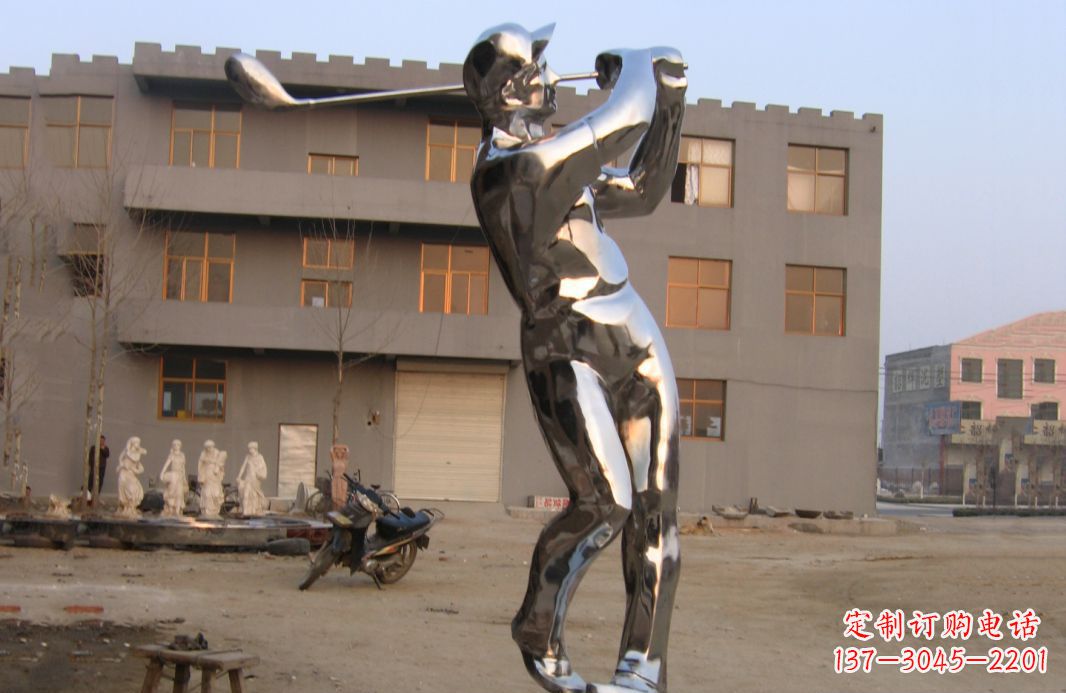 湖南不锈钢打高尔夫球广场雕塑