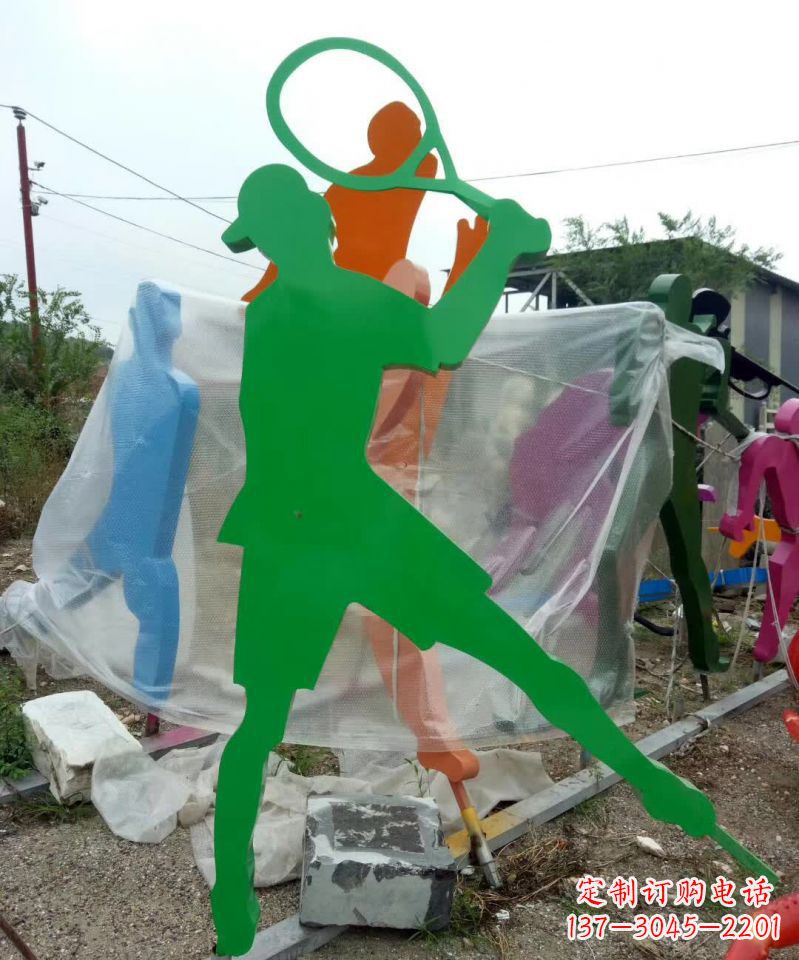湖南不锈钢打羽毛球抽象人物雕塑