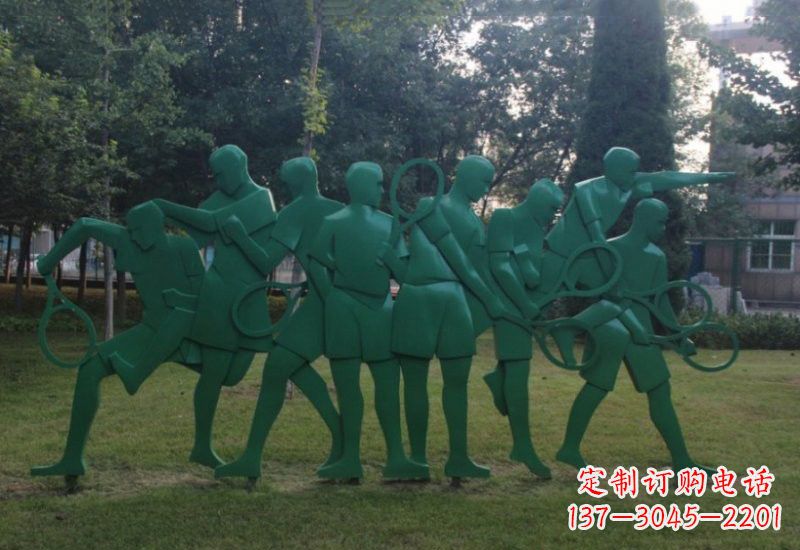 湖南不锈钢打羽毛球人物雕塑