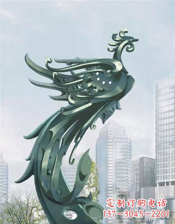 湖南不锈钢大型抽象凤凰雕塑