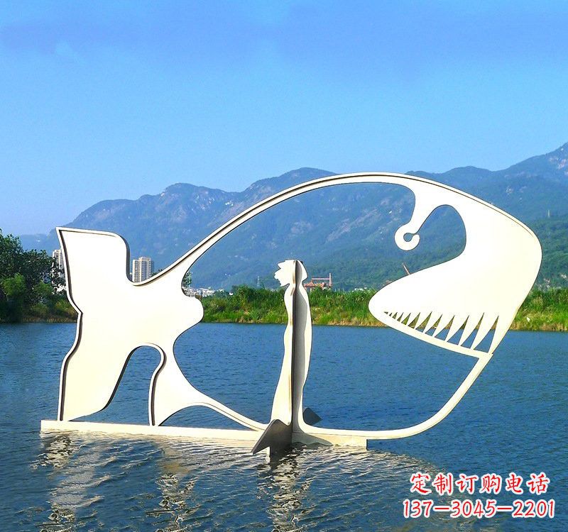 湖南不锈钢大型抽象鲸鱼雕塑