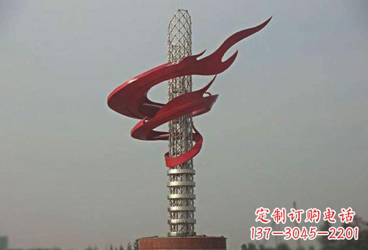 湖南不锈钢大型抽象火炬雕塑