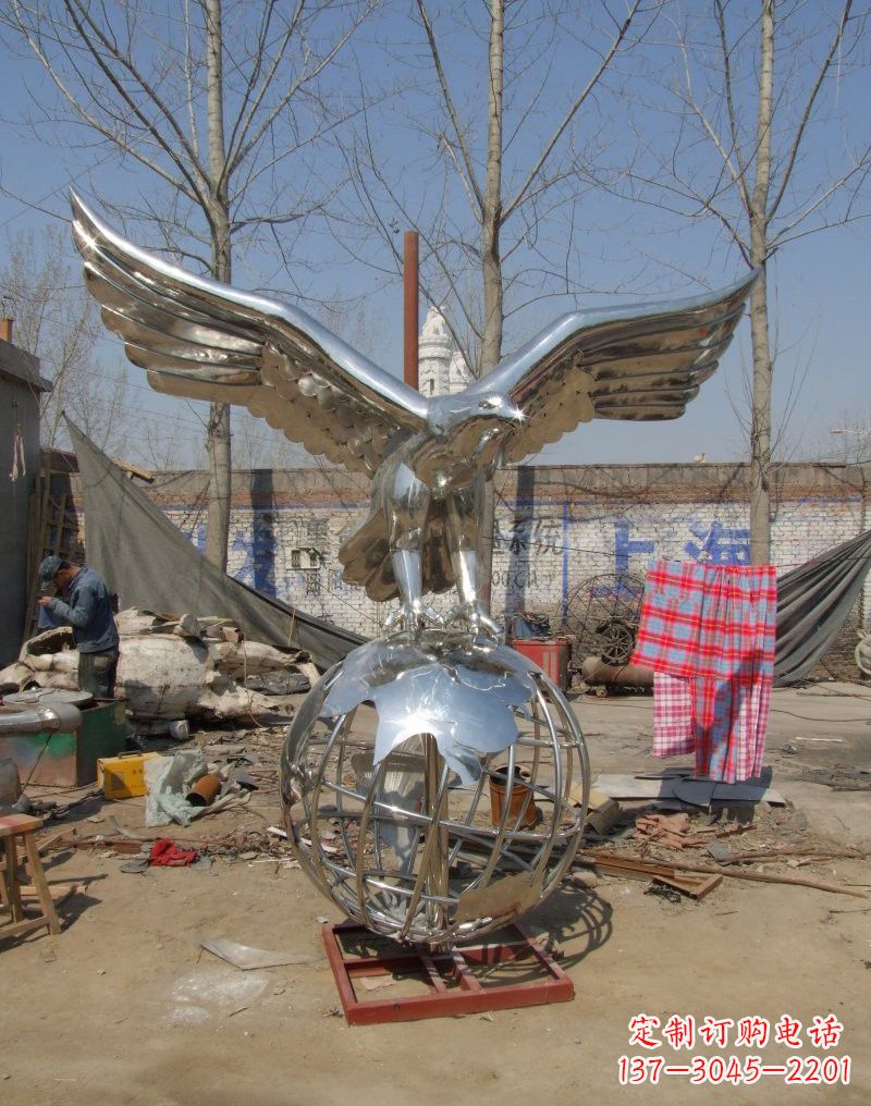 湖南不锈钢大展鸿图老鹰雕塑