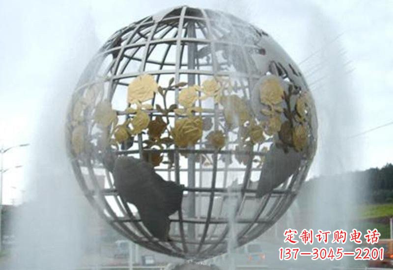 湖南不锈钢地球仪喷泉雕塑