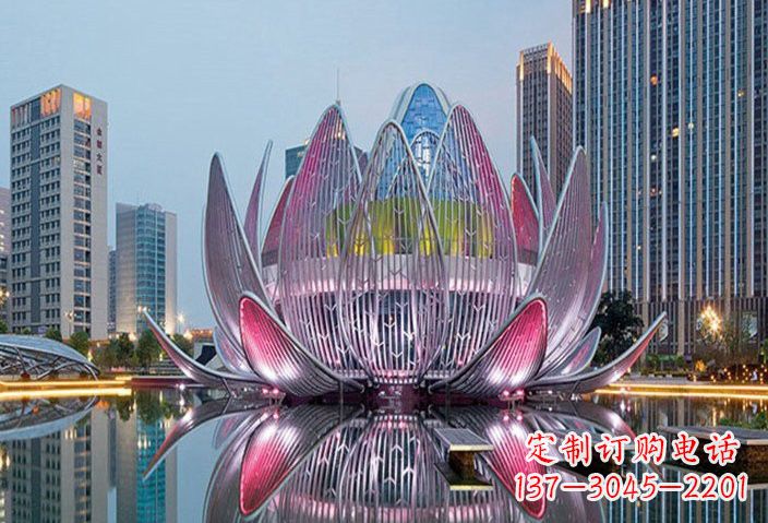 湖南不锈钢灯光景观荷花雕塑