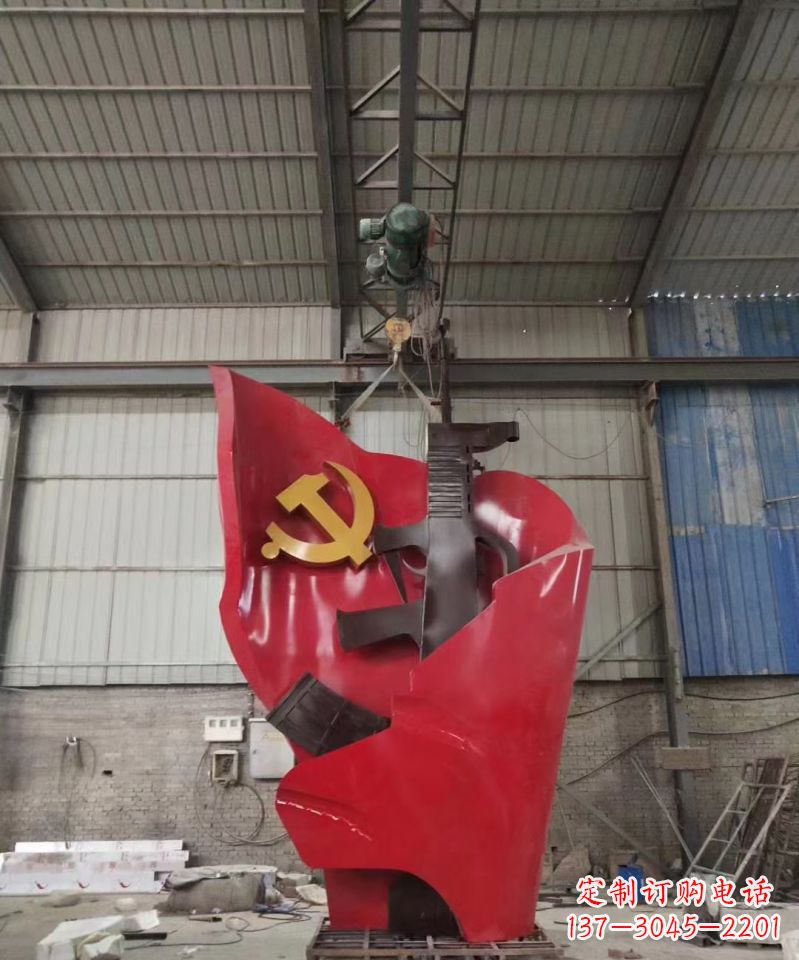 湖南不锈钢的党旗步枪雕塑