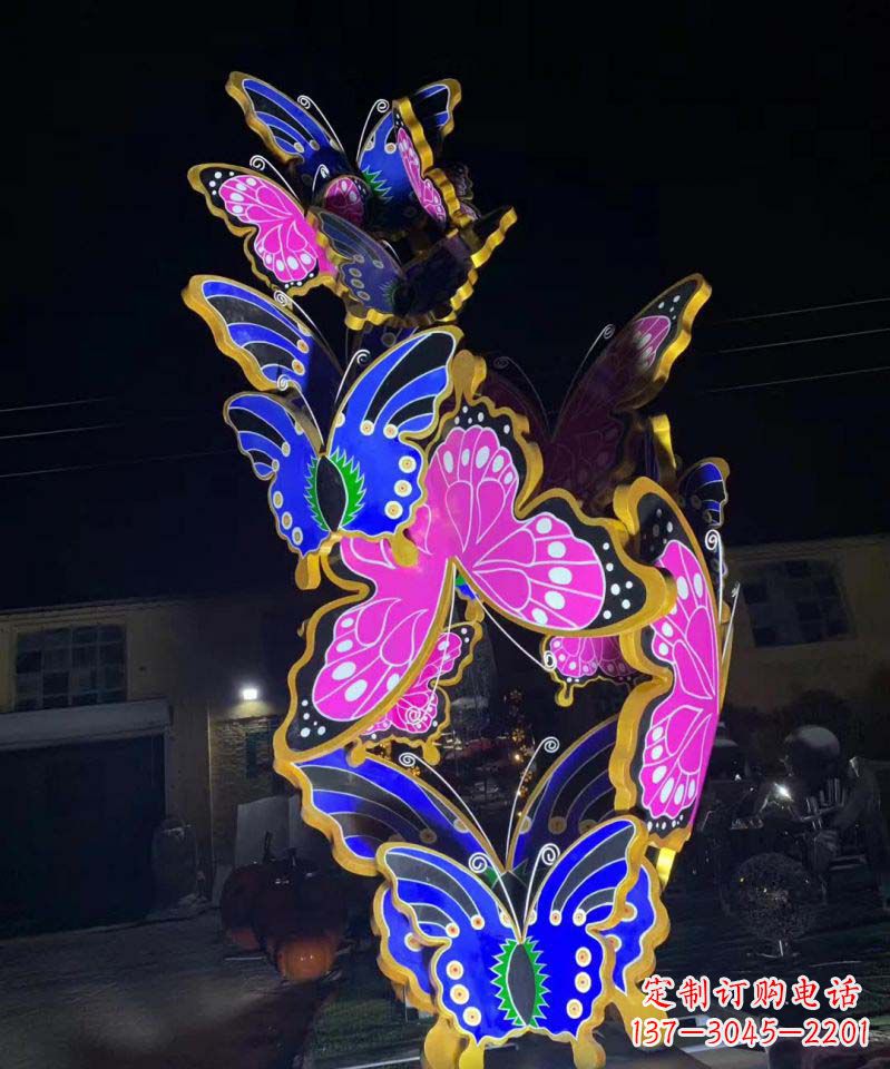 湖南不锈钢灯饰彩绘蝴蝶雕塑