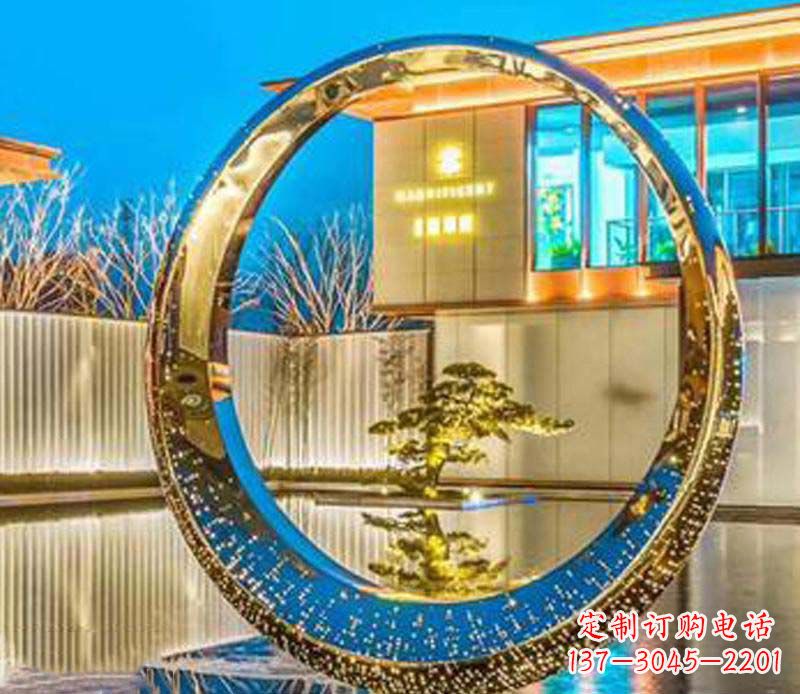 湖南精美不锈钢灯饰圆环雕塑