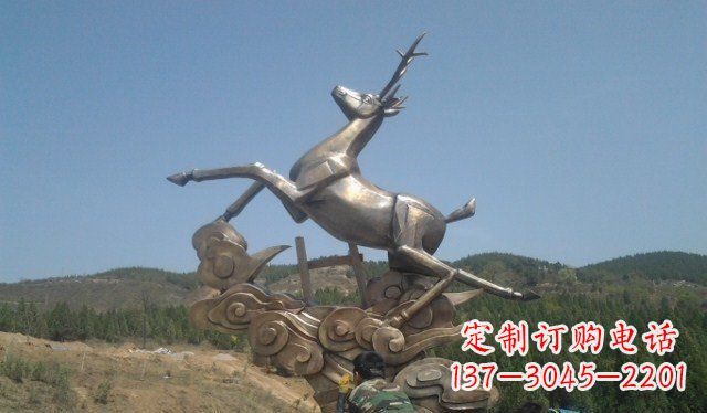 湖南不锈钢动物飞奔的鹿雕塑