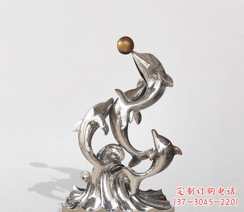 湖南不锈钢动物海豚雕塑1