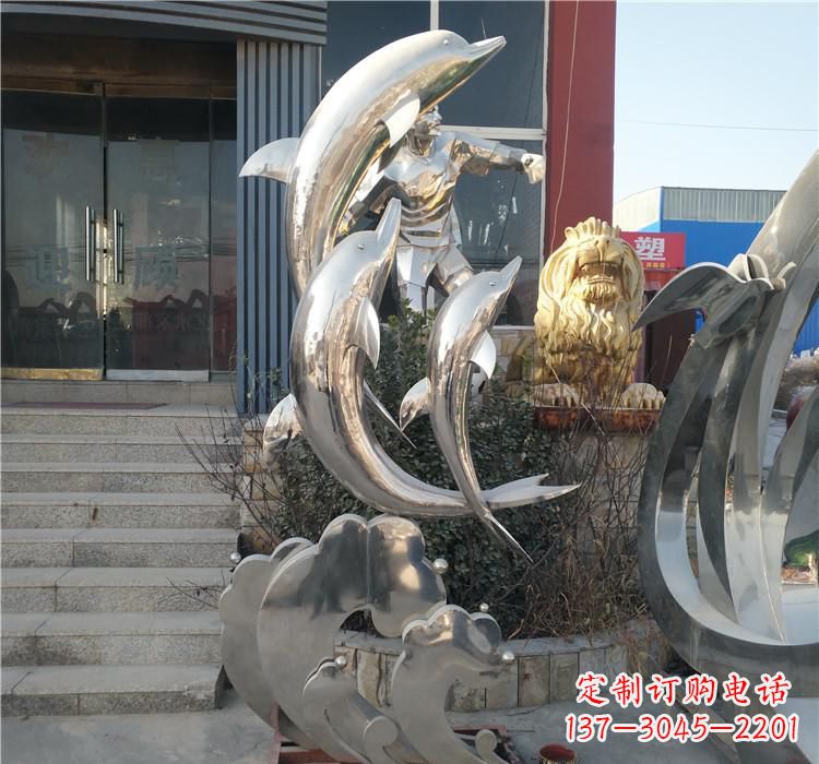 湖南不锈钢动物海豚雕塑