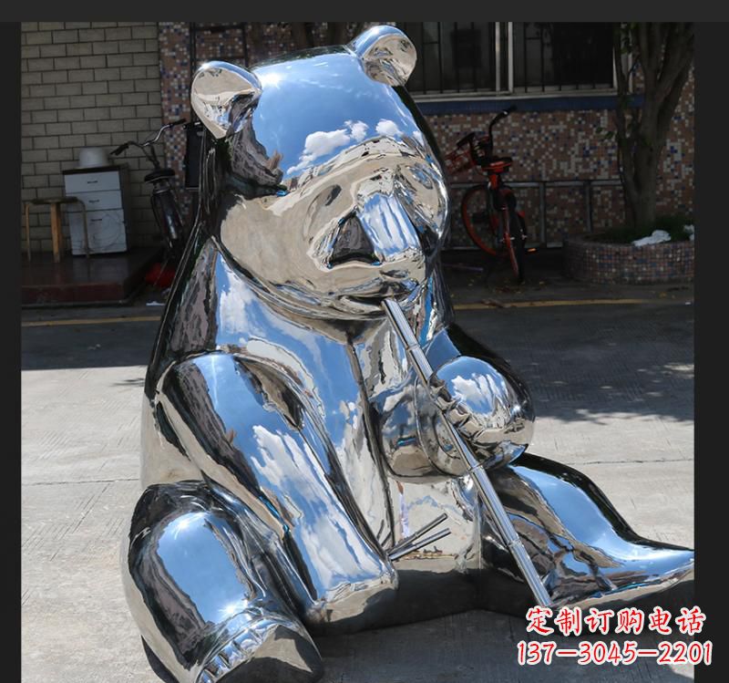 湖南不锈钢动物镜面熊雕塑