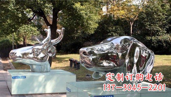 湖南不锈钢动物十二生肖头象雕塑