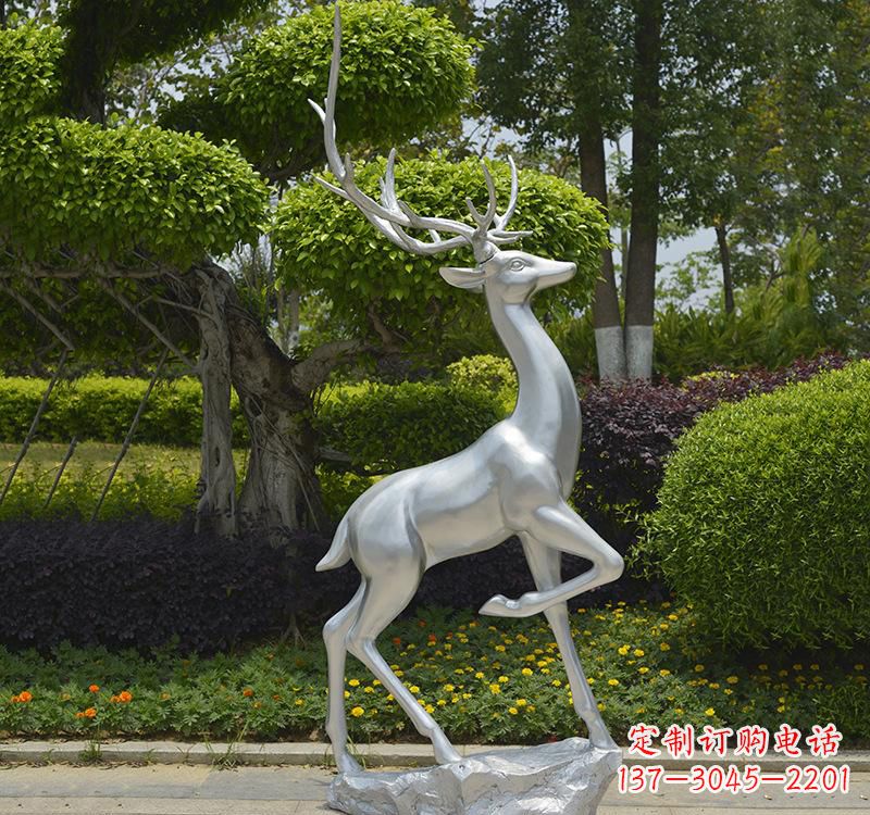 湖南不锈钢动物艺术梅花鹿雕塑