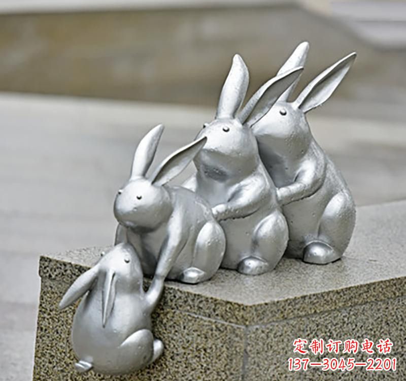 湖南不锈钢动物园林兔雕塑