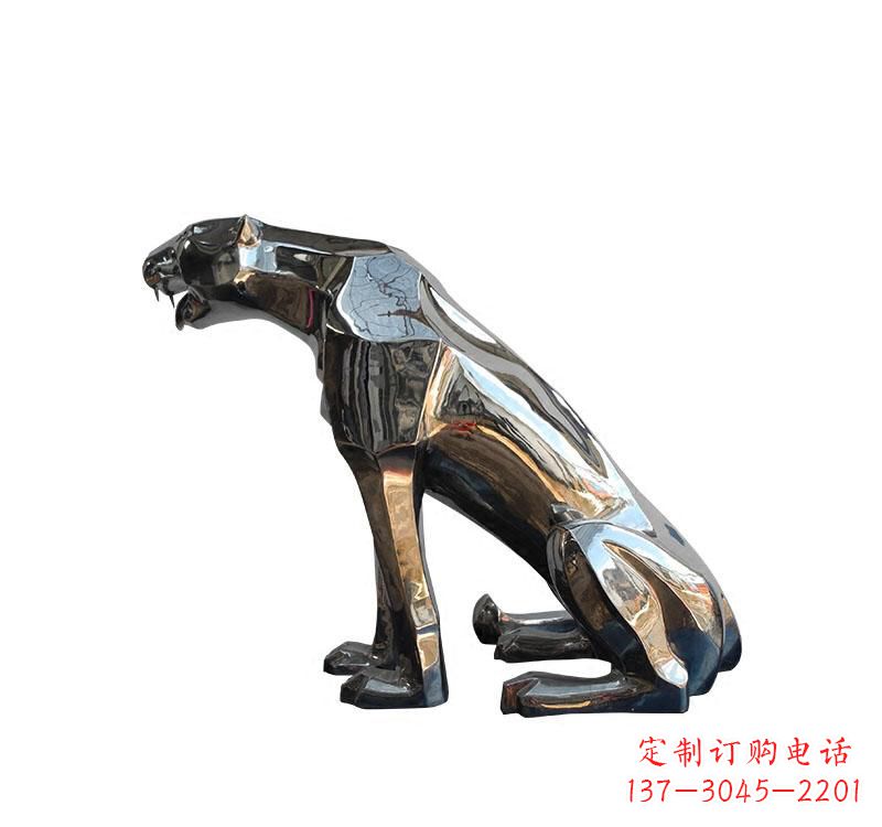 湖南不锈钢仿真动物豹雕塑