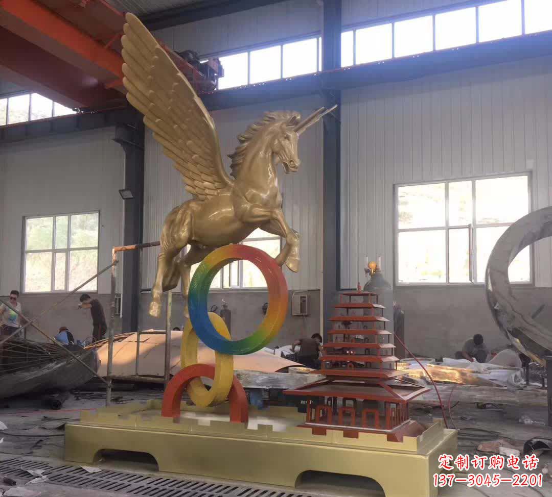 湖南不锈钢飞马踩圆圈雕塑