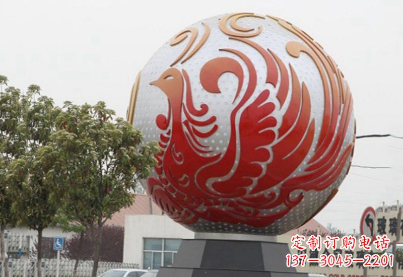 湖南不锈钢凤凰浮雕圆球雕塑精美雕塑把艺术带到生活中