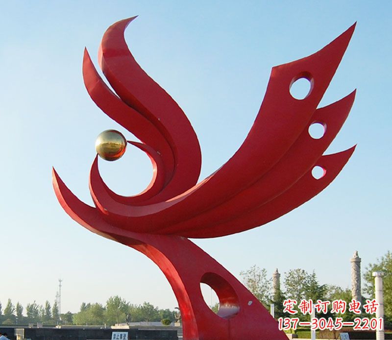 湖南不锈钢凤凰广场雕塑 (2)