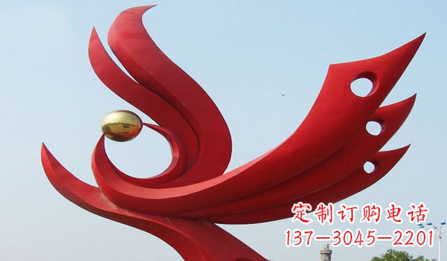 湖南不锈钢凤凰龙珠雕塑
