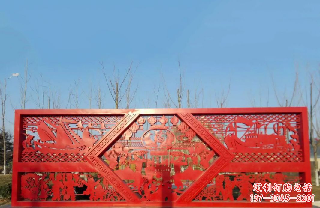 湖南不锈钢福字剪纸广场景观雕塑