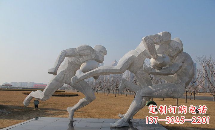 湖南不锈钢橄榄球运动抽象人物雕塑