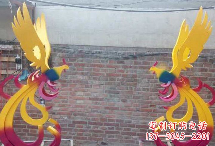 湖南不锈钢公园彩色凤凰雕塑