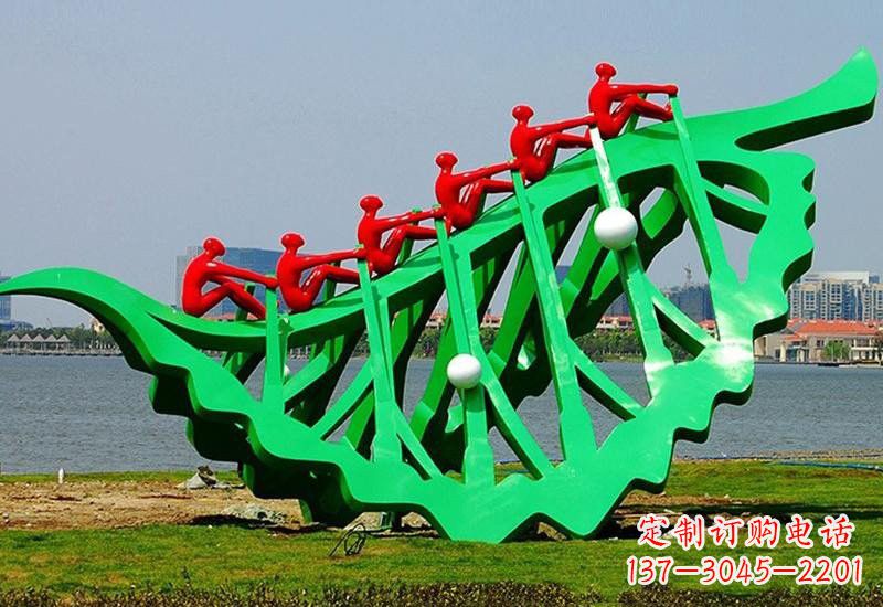 湖南不锈钢公园抽象树叶船雕塑