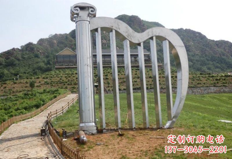 湖南不锈钢公园大型抽象竖琴雕塑