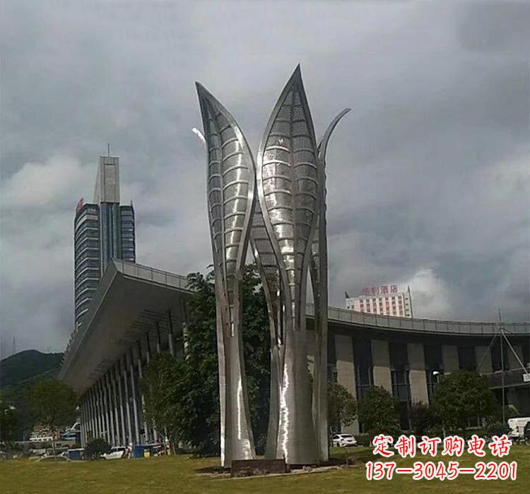 湖南不锈钢公园大型抽象树叶雕塑