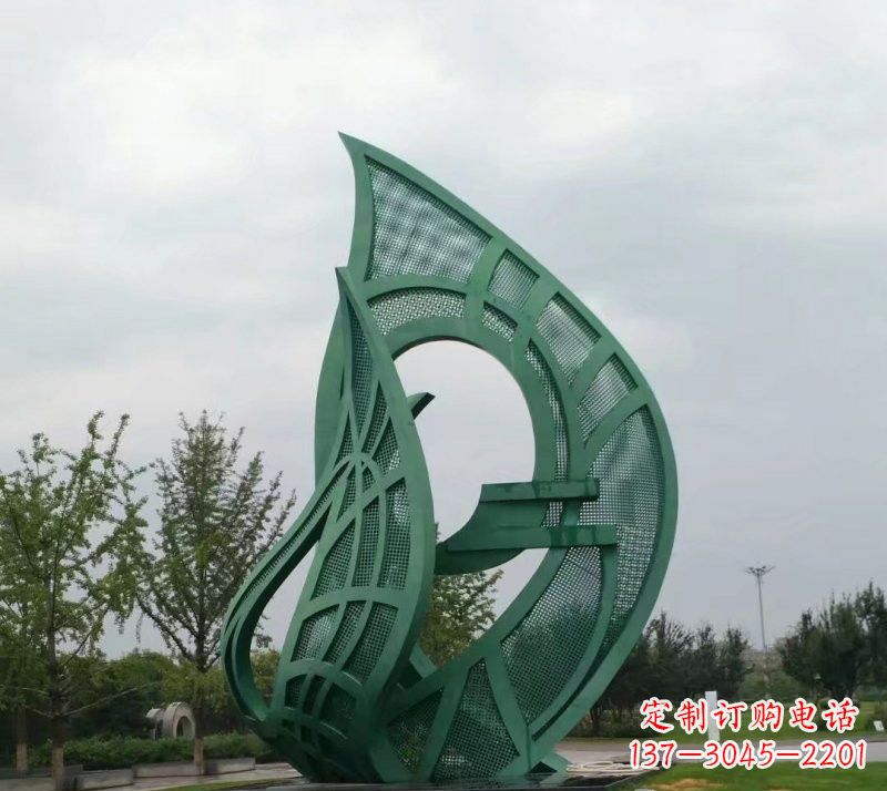 湖南不锈钢公园大型镂空树叶雕塑