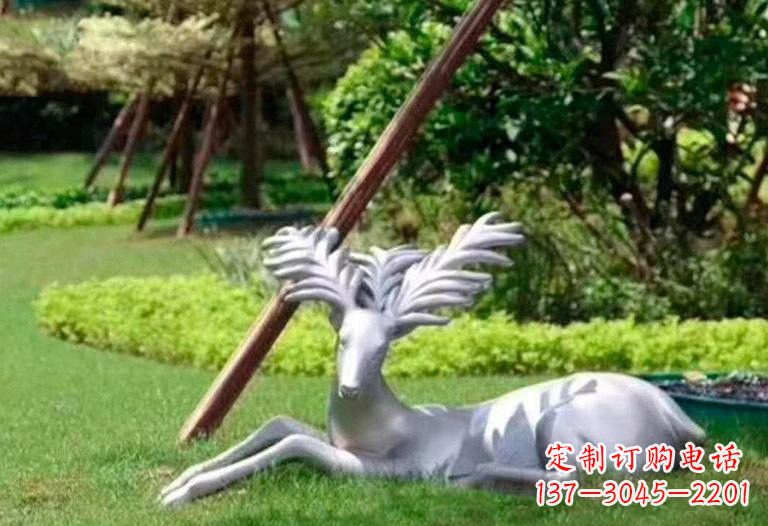 湖南不锈钢公园动物大角鹿雕塑