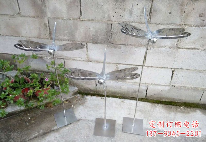 湖南不锈钢公园动物镜面蜻蜓雕塑