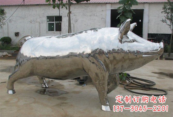 湖南不锈钢公园动物猪雕塑
