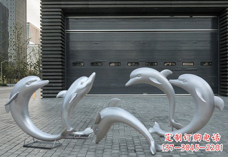 湖南不锈钢公园海豚雕塑