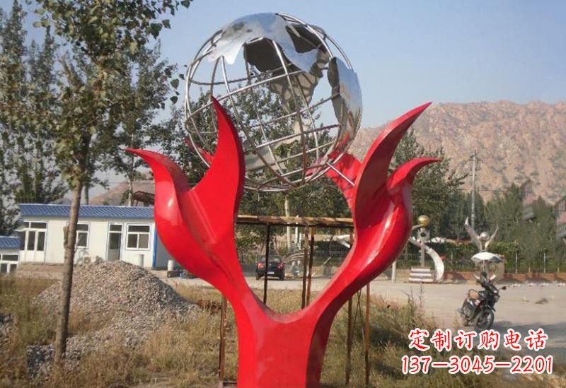 湖南不锈钢公园和平鸽地球雕塑