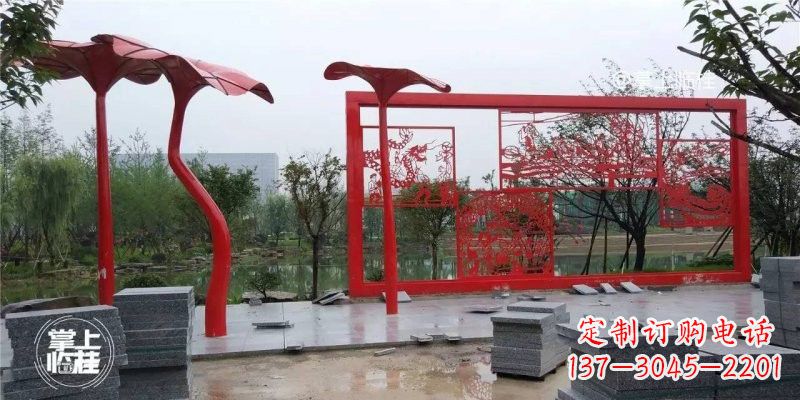 湖南不锈钢公园剪纸龙凤雕塑