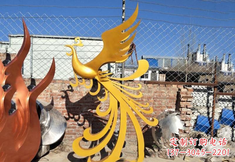 湖南不锈钢公园金色凤凰雕塑