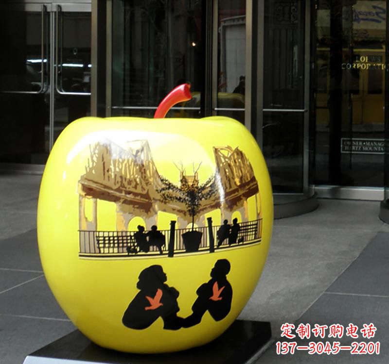 湖南不锈钢公园景观苹果雕塑